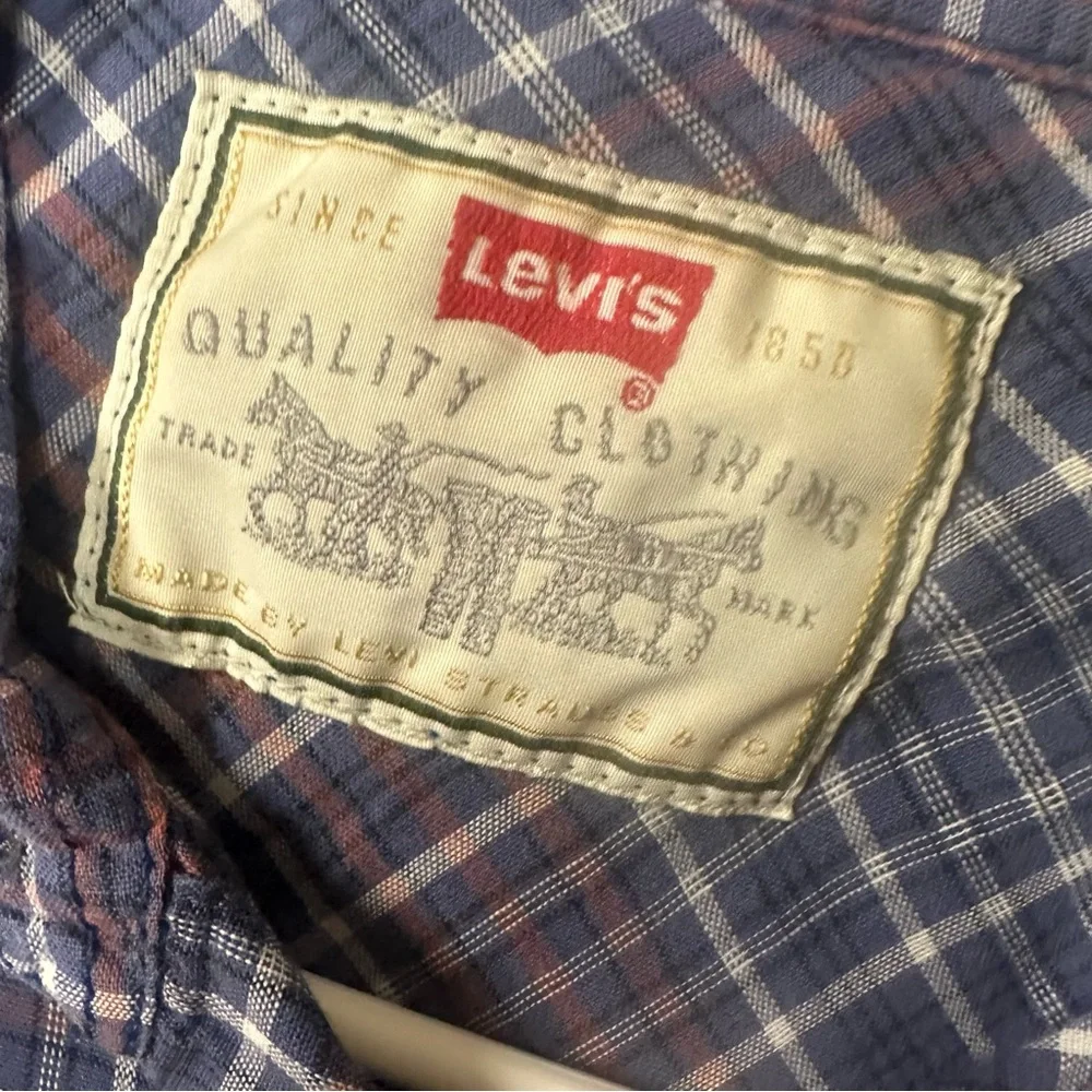 Levi's Men's Casual‎ Blue and Brown Plaid Shirt